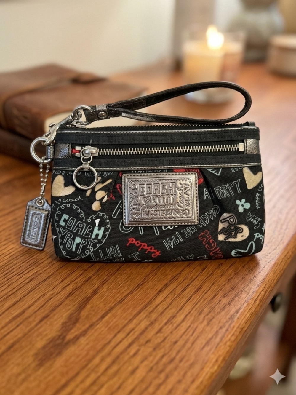 Coach Black Graphic Signature Wristlet